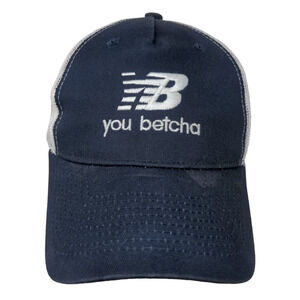 You Betcha Mens Snapback Mesh Back Hat Blue White Adjustable Embroidered Logo